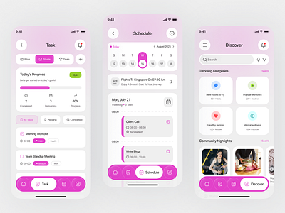 Daily Planner Mobile App-Smart Task & Schedule Manager activity activity planner calendar daily planner esponsive design mobile app nutrition planner app planning product design reminder schedule schedule app sport task list task manager task planner to do app ui design ux design
