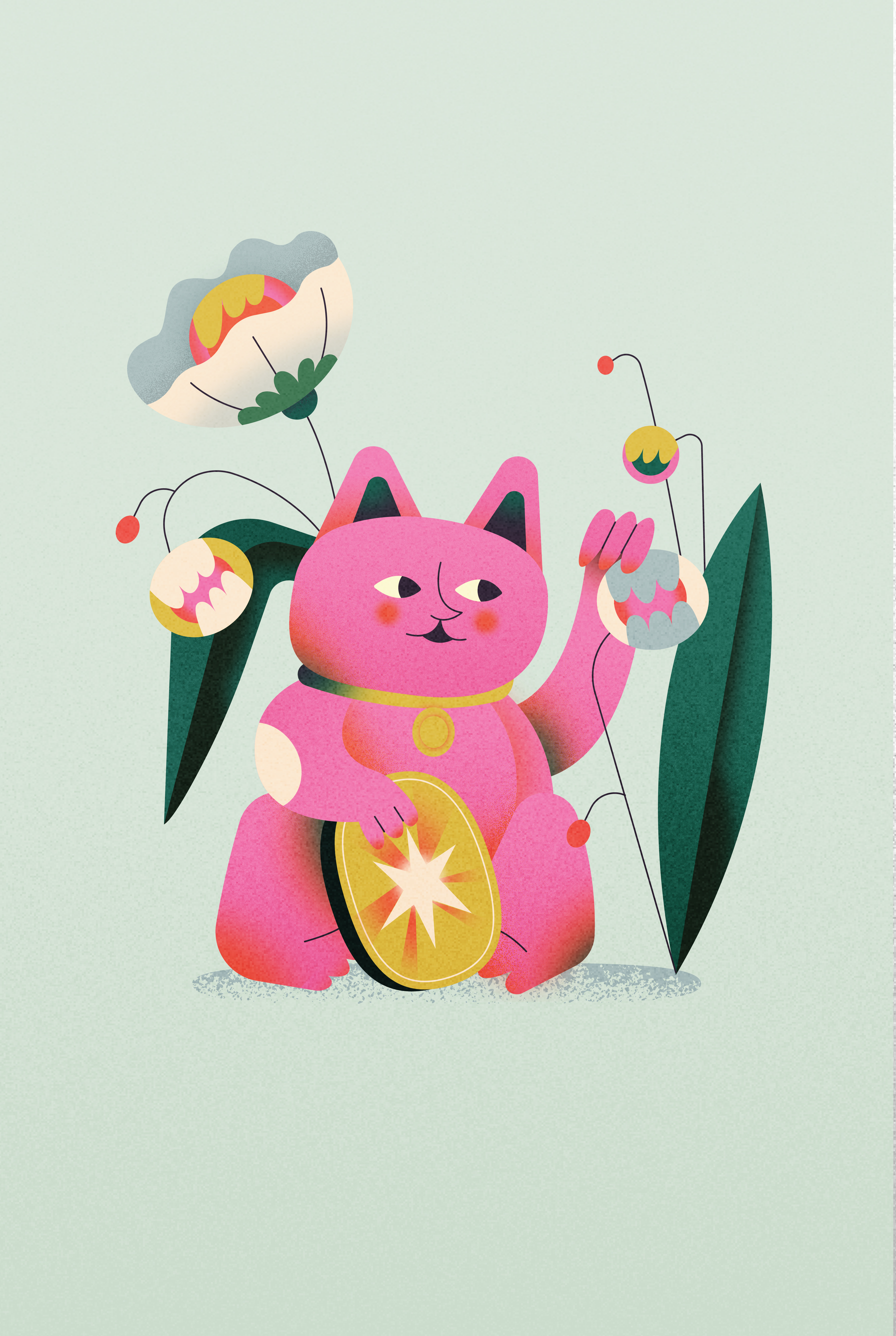 Maneki Neko 2d behance branding cat character concept contemporary design graphic design identity illustration manekineko poster