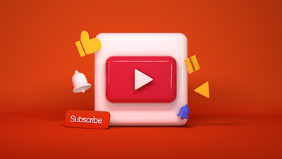 Let's Subscribe our channel 3D icons 3d banner c4d cinema 4d creative cute design icon illustration like pause play ring social social media youtube