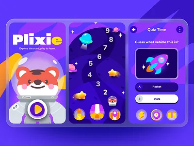 Plixie — Space Education Game Design branding character design educational design game game design graphic design illustration ui ux