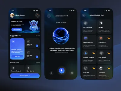 Aurora AI – Next-Gen Intelligent Assistant App ai ai app ai chatbot ai voice app app design artificial intelligence app chatbot conversational ai ios mobile mobile app product design smart ai smart assistant speech to text app voice recognition