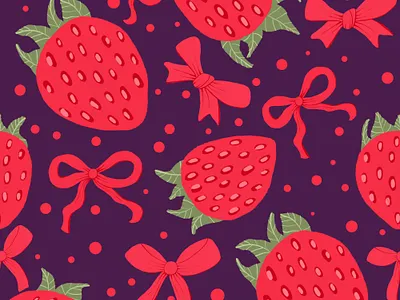Strawberry With Bows. Seamless pattern bow bright fabric fashion packaging pattern seamless strawberry textile