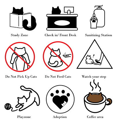 cat café signage graphic design illustrator