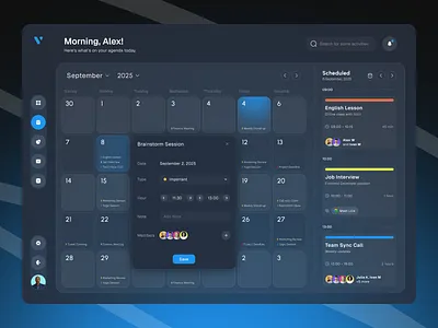 Smart Calendar Dashboard — UI Design calendar dashboard planner product design scheduler task ui uiux ux website