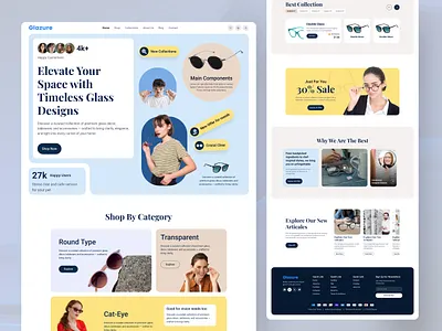 Glasses E-Commerce Website Landing Page Design ecommerce eyewear eyewear website homepage landing page minimal product website technological website website website design website designer
