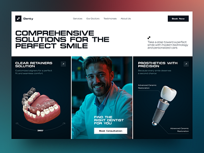 Medical Website Design – Modern Dentist UI clinic design dental website dentistry healthcare interface design landing page medical design medical ui modern ui responsive design telemedicine ui ux web design web platform website website ui