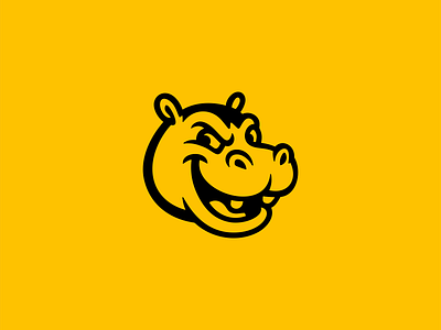 Confident Hippo Logo animal branding cartoon design grin hippo icon identity illustration logo mark mascot playful sports symbol vector