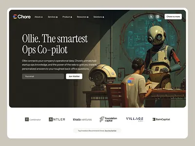 Chore Ollie LP desktop hero illustration landing landing page mobile retro serif ui ux webdesign website