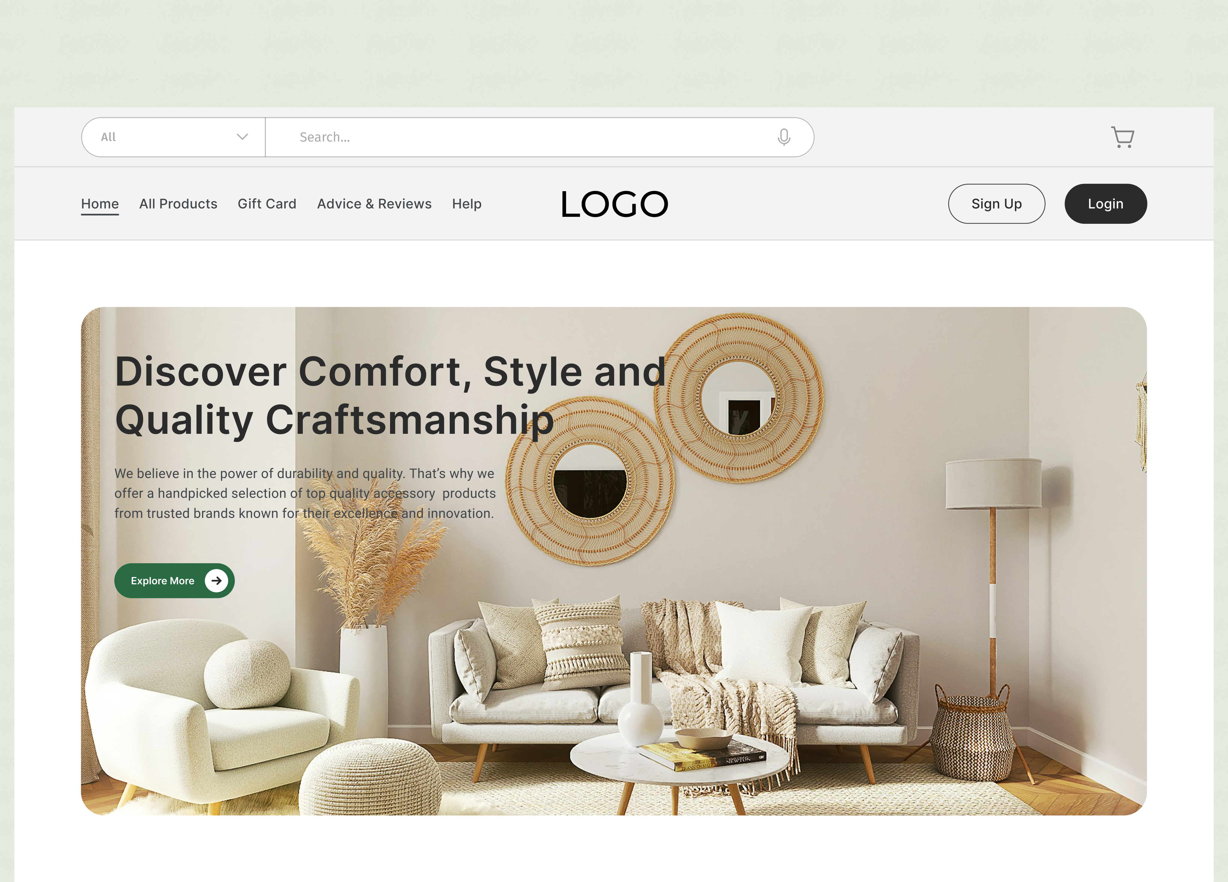 Modern Furniture E-Commerce Website UI Design dribbble ecommercedesign furnituredesign homedecor landingpage moderndesign uiux uxdesign webui