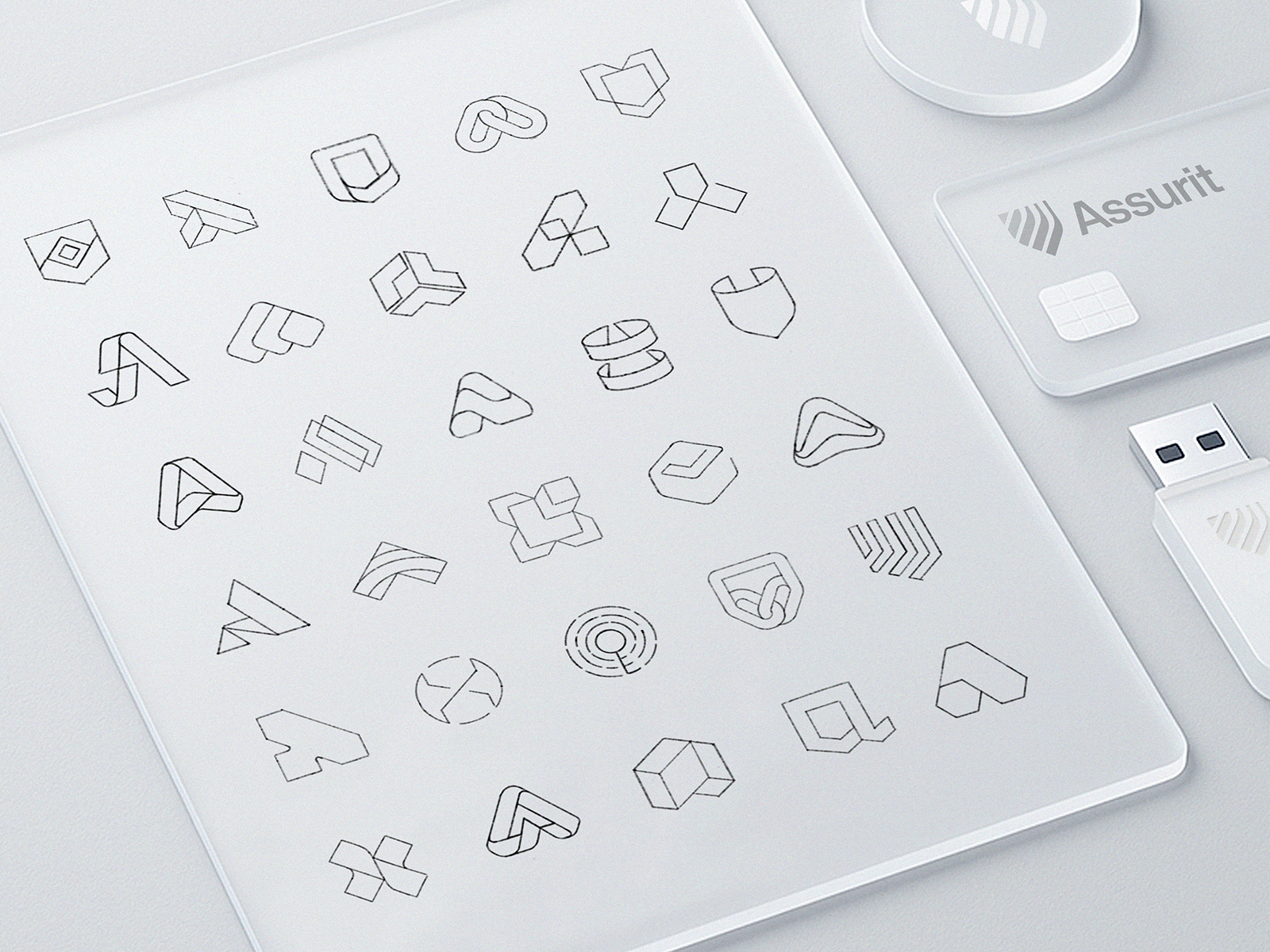 Assurit Logo Draft Sketches ai antivirus blockchain branding crypto cyber cybersecurity gradient icon identity lepisov lettering logo protection security tech web3