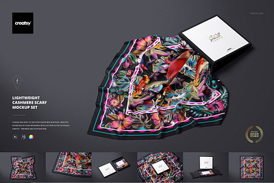 Lightweight Cashmere Scarf Mockup creator creatsy customizable designed fabrics mockups packaging patterns printed fabric scarf fashion smart object templates