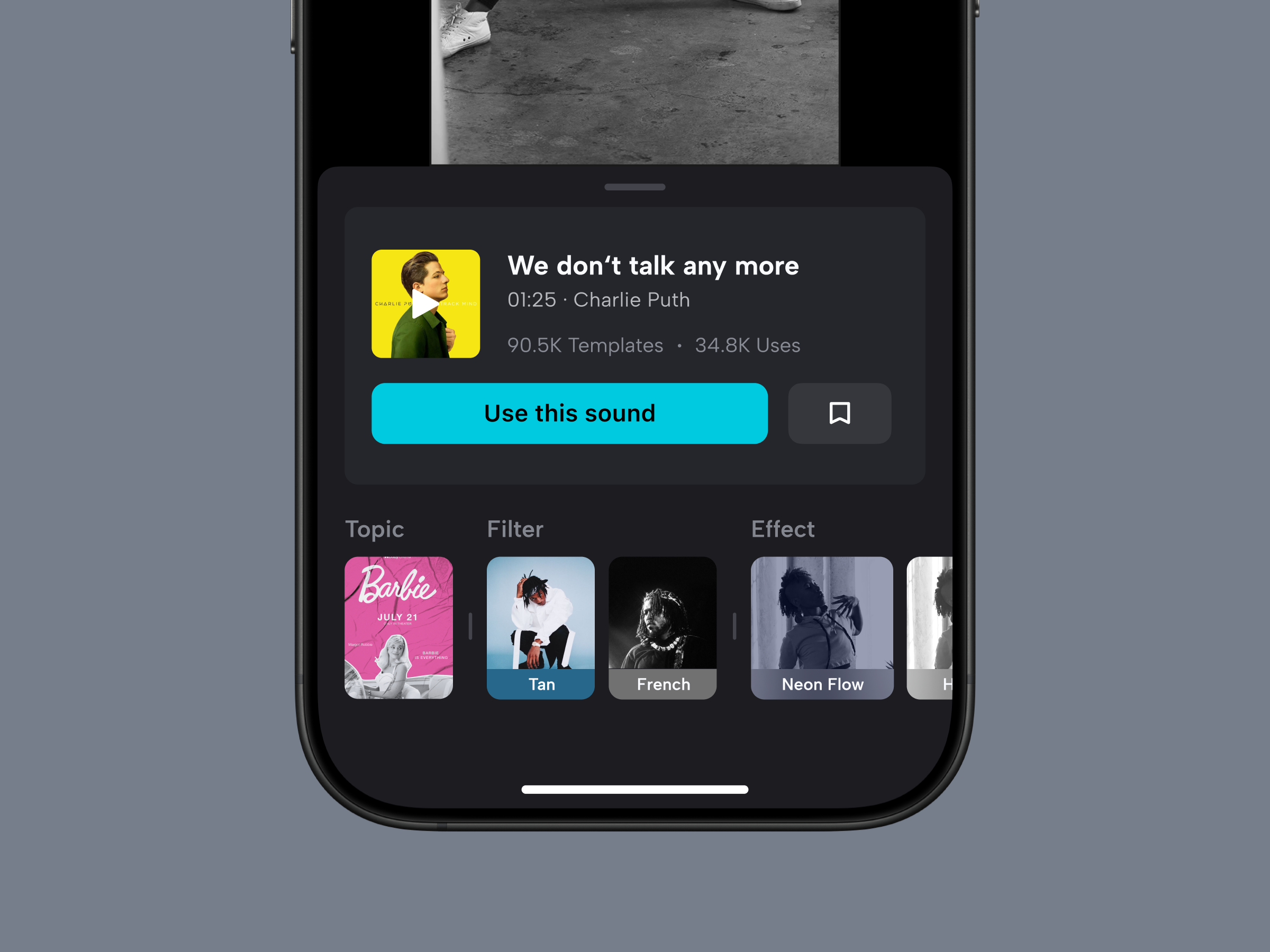 Display of Template Assets 1 app capcut design filter music ui ux