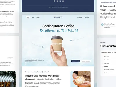 Robusto - Coffee Business Landing Page arabica business cafe coffee coffee beans coffee brand coffee business coffee culture coffee cup coffee house coffee shop company website drink food and beverage food order global coffee landing page product roastery robusta