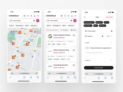 RocketJobs.pl – Mobile Job Listings careerplatform cleandesign findajob jobboard jobplatform jobportal mobile modernui productdesign uidesign uxdesign webdesign websitedesign workplatform