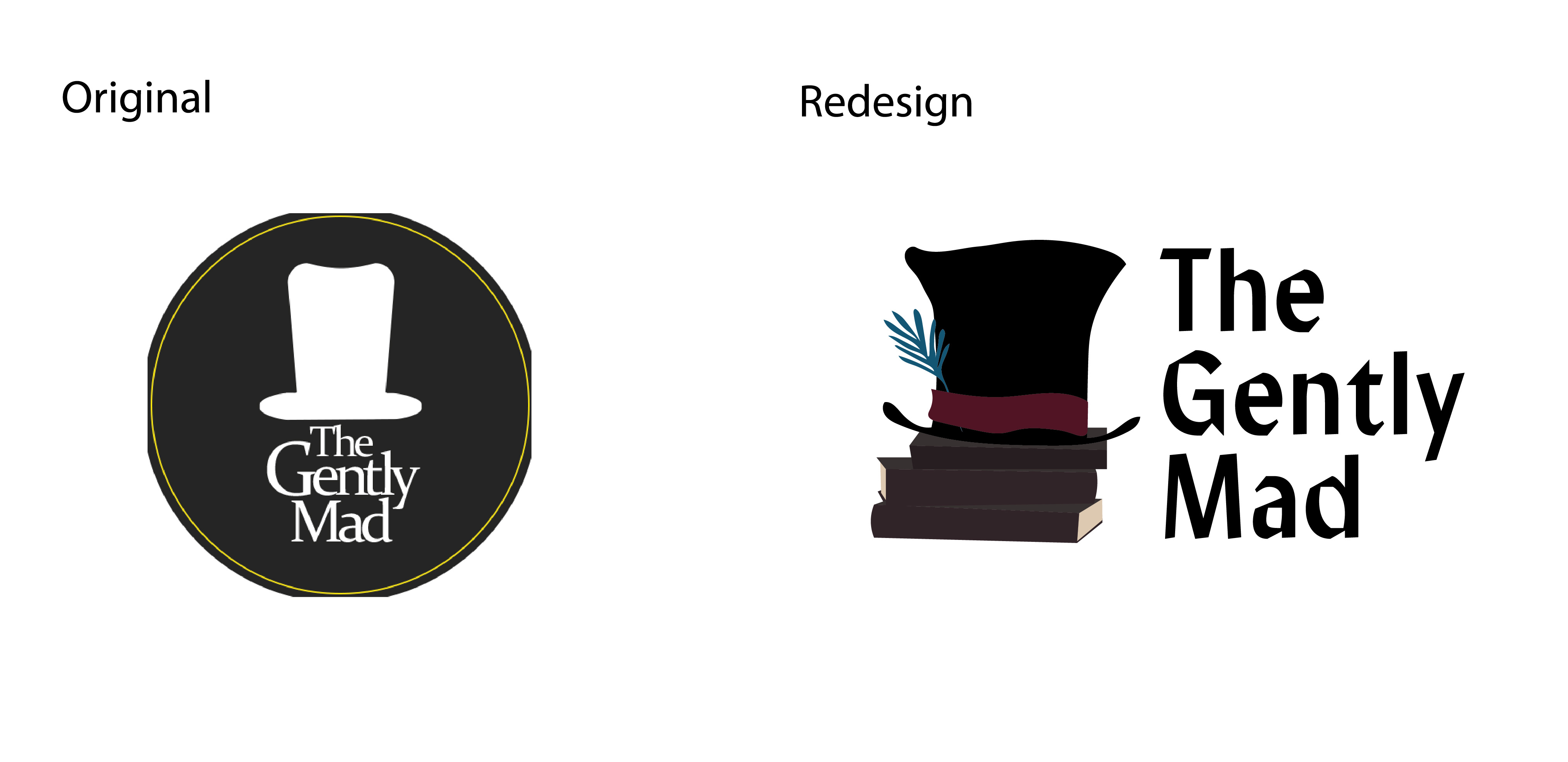 Redesigning the Gently Mad Bookbinders logo adobe illustration adobe illustrator book logo books branding design flat logos graphic design illustration logo logo redesign mad hatter small business small business logo