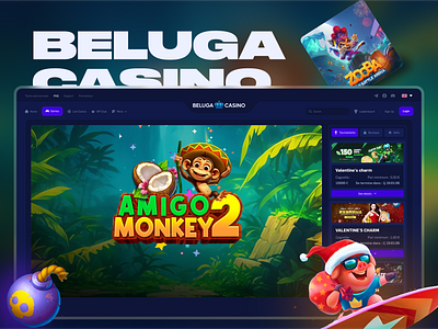 Beluga Casino – Engaging Online Gaming Platform beluga casino casino design casino platform crypto dashboard ui entertainment gambling app game ui gaming website online gaming slot games ui ux web design