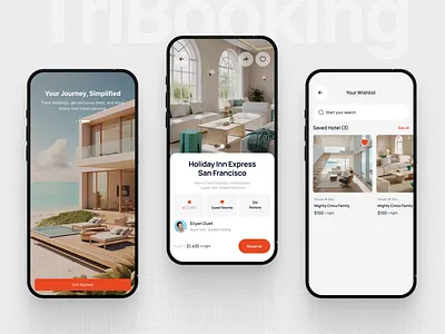 TriBooking - Hotel Booking App app design artxis booking app clean hotel booking minimal mobile product design tourish travel travel app ui design