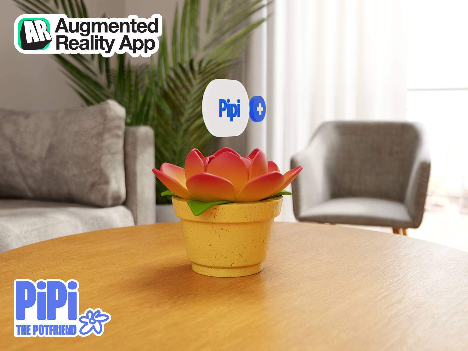PiPi — your cartoon garden in Extended Reality 3d animation app apple vision pro ar blender cartoon emotional extendedreality game gamedesign gamification garden motiondesign plant playful tamagotchi ui virtual reality vr