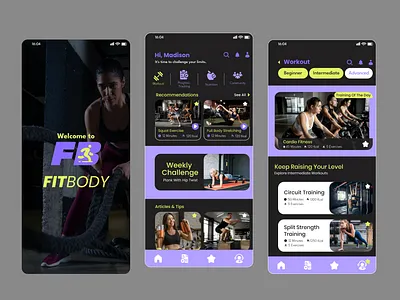 FitBody – Fitness & Workout App appdesign cleanui conceptdesign dashboarddesign digitalproductdesign figmadesign fitnessapp gymapp healthapp interactiondesign mobileappdesign mobileui moderndesign productdesign uiux userexperience userinterface uxuidesign wellnessapp workoutapp