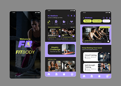 FitBody – Fitness & Workout App appdesign cleanui conceptdesign dashboarddesign digitalproductdesign figmadesign fitnessapp gymapp healthapp interactiondesign mobileappdesign mobileui moderndesign productdesign uiux userexperience userinterface uxuidesign wellnessapp workoutapp