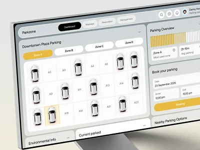 Parkzone - Dashboard Parking Management System booking car app driving find parking garage gps list management parking parking private parking service design smart parking space space parking valet vehicle