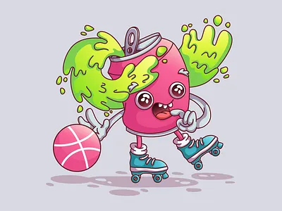 Hello, Dribbble! Let's go! ball character character design graphic design hello dribble illustration lemonad vector vector illustration