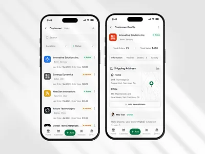 Sales & Customer Profile UI crm crmapp customer mobile ordersmanagement profile profilepage ui ux