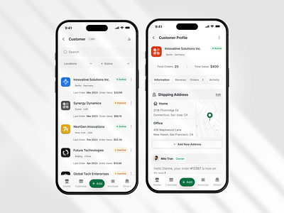 Sales & Customer Profile UI crm crmapp customer mobile ordersmanagement profile profilepage ui ux
