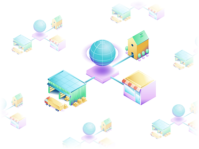 Efficient supply colorful delivery gradients icons illustration isometric shops supply tech vector warehouse