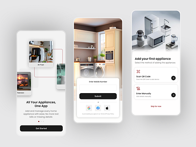 HomeSafe - Home appliances management app app appliance management app home home appliances home management light mode login screen mobile app onboarding screen ui ui design ux