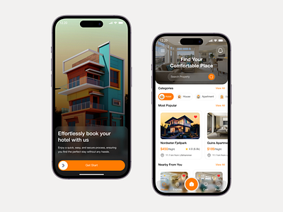 Hotel Booking App airbnb app design booking app hotel app hotel reservation app hotel search ios ui minimal mobile app product design saas tourish travel app travel booking uiux web design