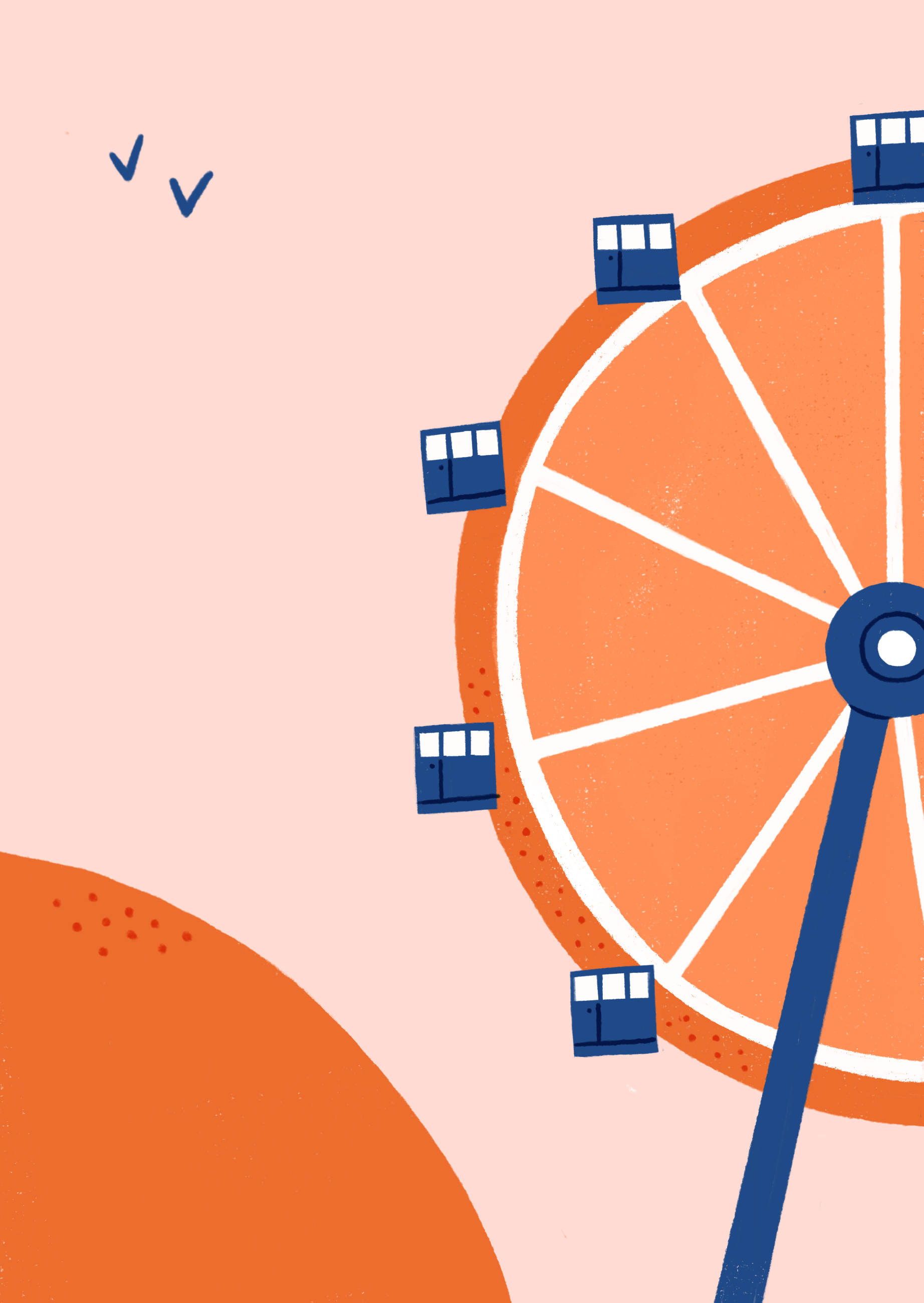 Orange Wheel attraction cabin fair ferris wheel festival illustration metaphor orange procreate texture