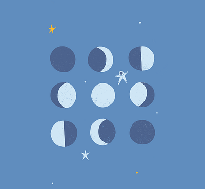 Moon(s) character illustration moon phases procreate sky space spaceman texture