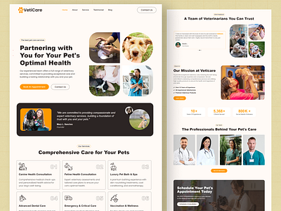 Veticare - Veterinary Landing Page Design care clean website dog care minimal website pet ui ui ux design ux vet care web design web design service web interface design web ui web ui design