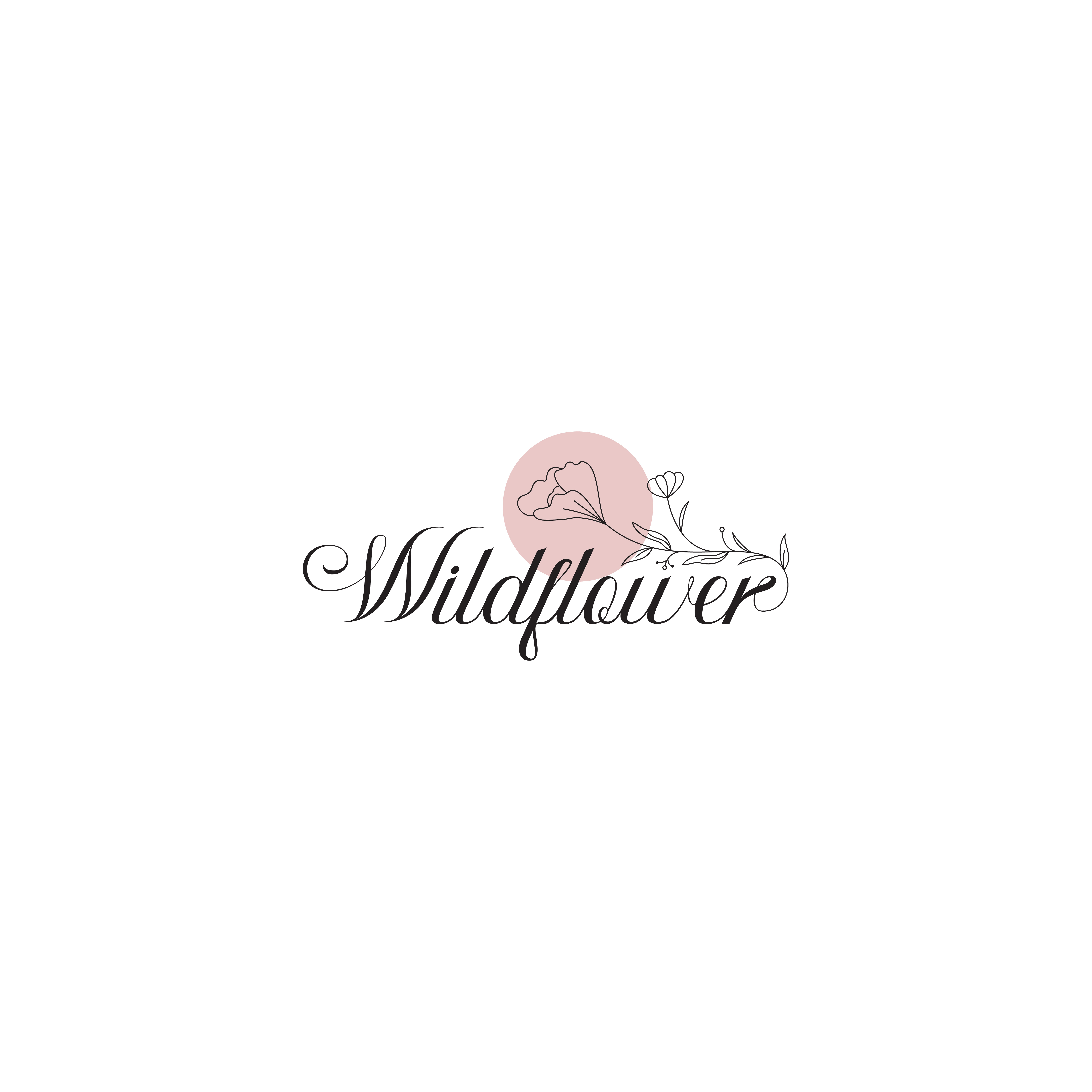 Wildflower – Cursive Text with Line art Flower brand identity branding creative flower logo graphics design logo logo design minimal modern modern logo script logo skin care text logo unique unique logo