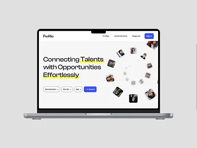 Profilio Landing Page aniamtion brand identity branddesign branding design figma graphicdesign home page illustration instagram post instagram template landing page minimal design motion design motion graphics product design quote design social media templates ui visual design