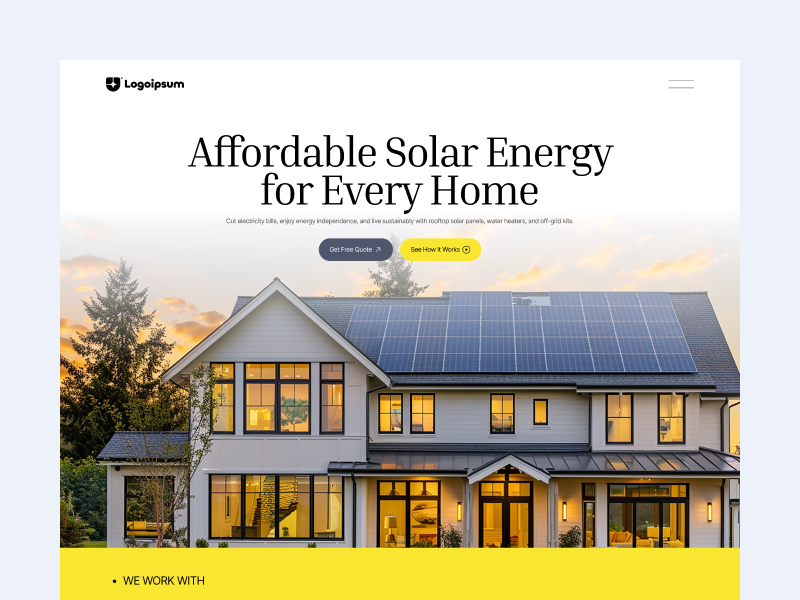 Solar Energy Website Concept app design clean concept electric energy green tech landing page landing page design minimal power project solar solar energy solar project sustaable ui design ui designer ui ux design web design