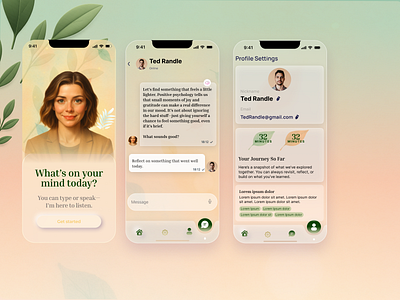 ✨ Concept Work – Mental Health Mobile App MVP (UI/UX) ai assistant app app design calm design figma design glassmorphism mental health app mental health design mobile app design mobile app ui mvp design mvp ui onboarding screens product design prototype ui uiux design user flow