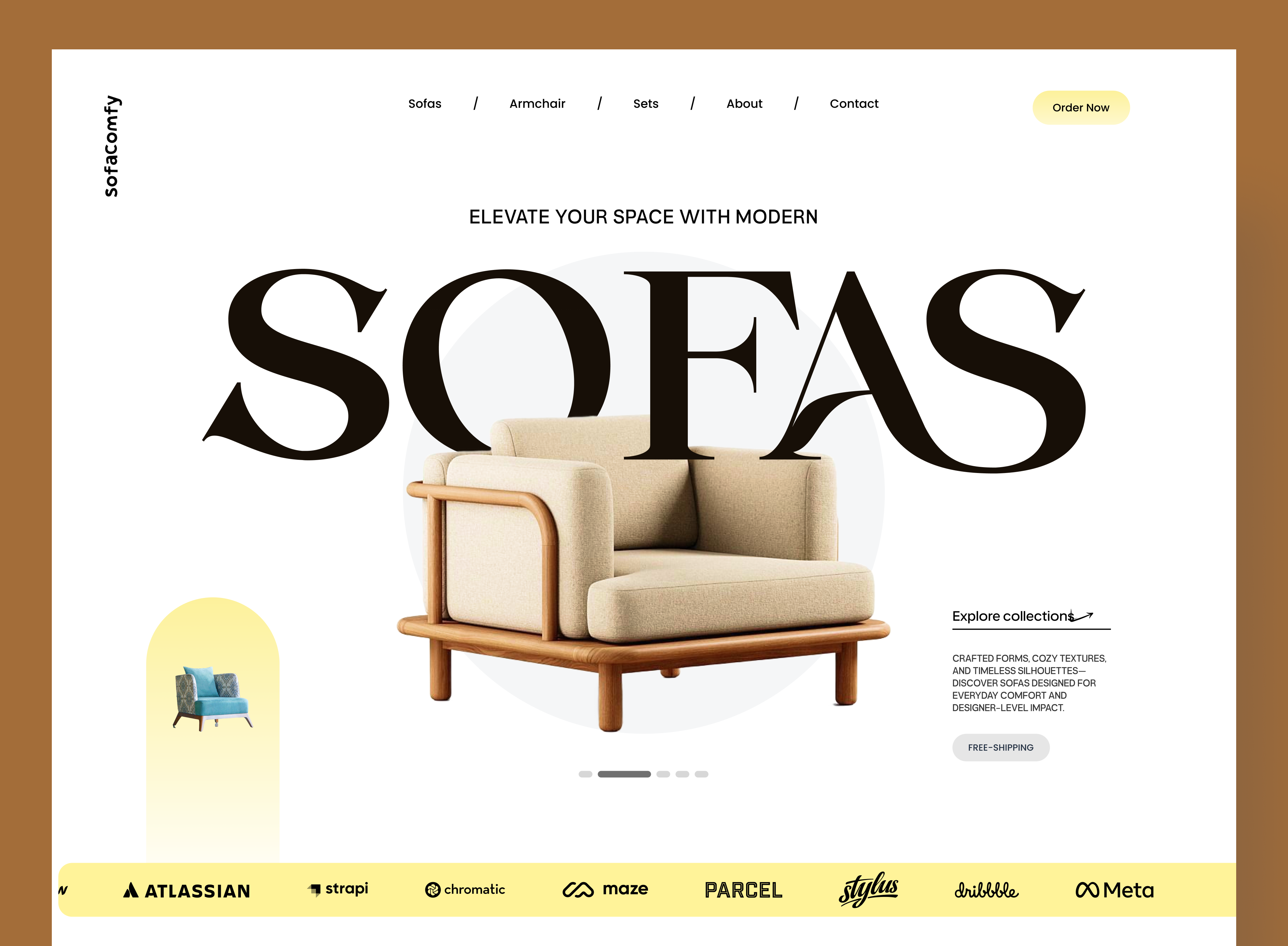 Minimal Luxury Furniture Hero — Modern Sofa UI clean e commerce furniture hero section interior design landing page luxury minimal ui modern neutral tones product page sofa typography web design