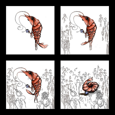 ANTIsocial shrimp 2d graphic design illustration motion graphics vector
