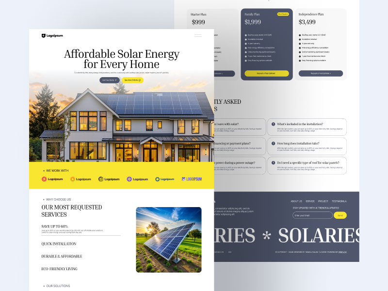 Solar Energy Project agtech app design clean concept graphic design green tech landing page design minimal power solar solar enargy website design solar energy solar power sustainable energy ui ui ux design ux design web design