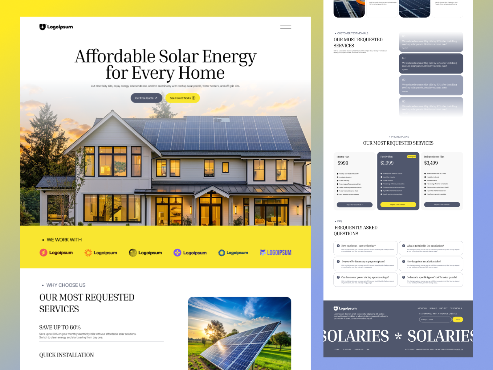 Example of Solar, Wind Energy Website Design 3 Page