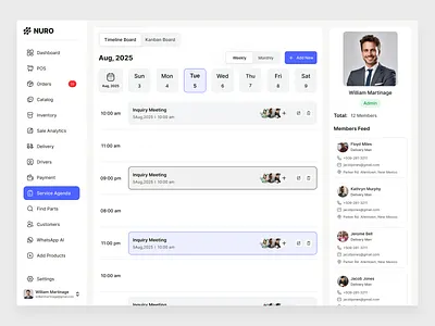 Service Agenda Page UI/UX agenda card clean crm crm dashboard customer delivery ecommerce dashboard modern saas saas dashboard saas design schedule schedule dashboard service agenda ui uiux web app web design