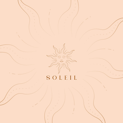 SOLEIL - Fine Line Sun icon amazing logo boho logo brand identity branding clothing logo graphic design guideline line art logo line logo logo design minimalist logo modern logo script sun sun logo text timeless unique