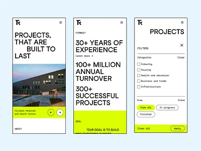 Rand & Tuulberg adaptive design benefits ui branding business site construction filters hero design homepage mobile neon typography ui ux web design website