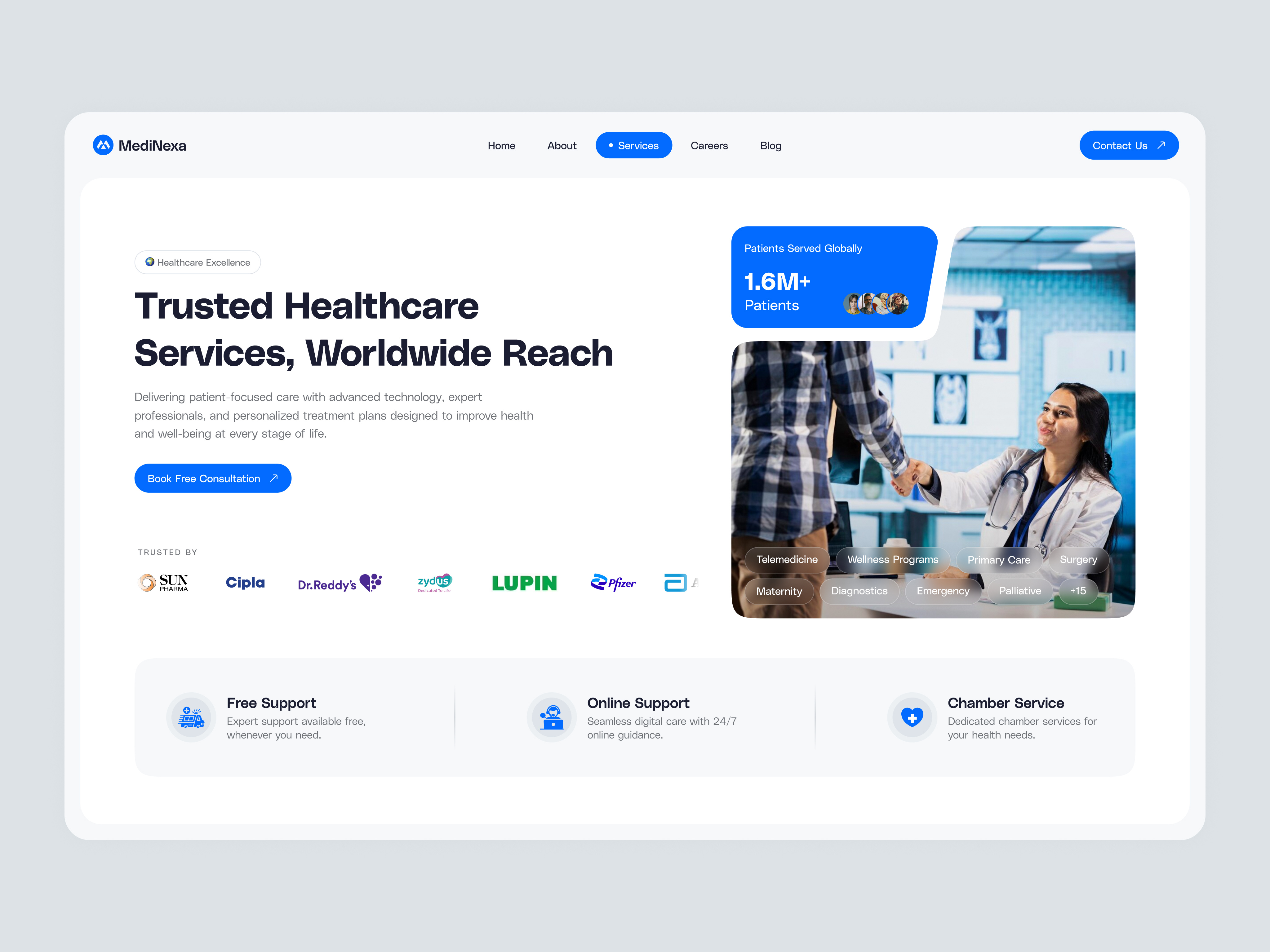 Example of Healthcare Website Landing Page