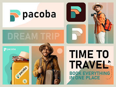 Pacoba, Travel Agency Logo adventure brand brand identity brand mark branding elegant flying journey logo design minimalist new logos saifulbranding tourism travel agency logo travel company travel guide travel logo trip unused logos vacation
