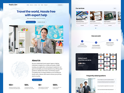 Travel Agency Landing page dreamtravel explorewithus flightbooking globaltravel hasslefreetravel stressfreejourney travelagency travelexperts travelgoals travelmadeeasy traveltips visasupport