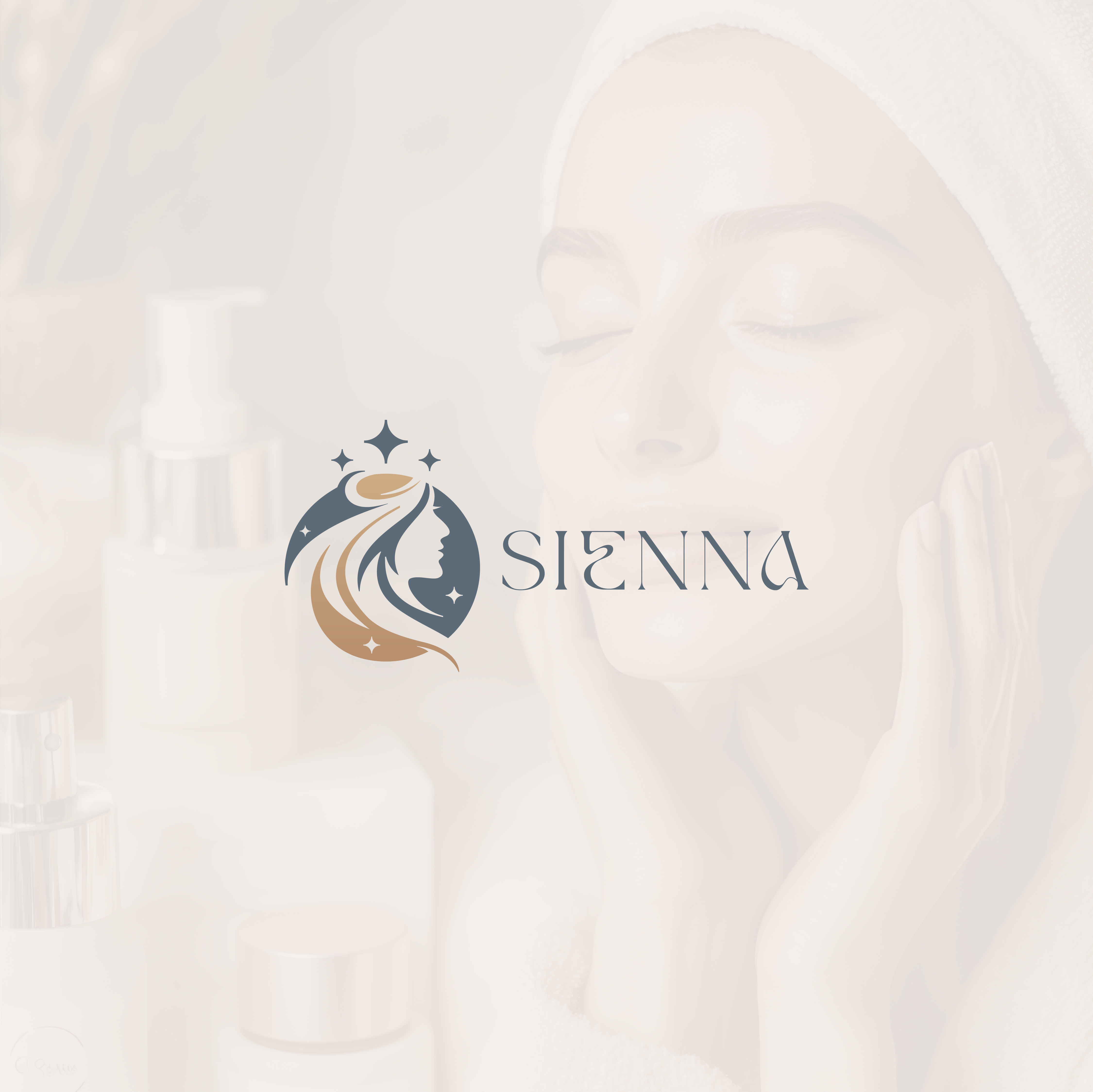 Modern Lady Face with Sparkling Star Logo Design - SIENNA beauty beauty logo beauty product logo branding creative logo feminine color graphics design icon design lady logo minimalist face logo modern logo natural natural logo skin care logo unique