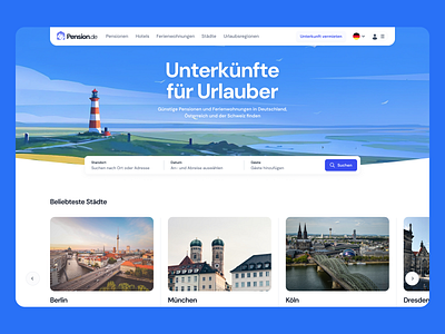 Pension Homepage Hero desktop hero illustration landing page search ui ux webdesign website